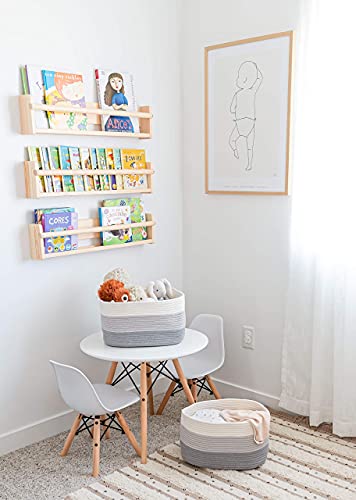 OrganiHaus 3-Pack Cotton Rope Cube Storage Baskets, Decorative Living Room, Bedroom, Closet, Home Organizing bin, Shelf and Table Top Decor, Woven Rustic Farmhouse Design Small Basket - 3 Tone Grey