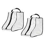 uxcell 2Pack Boot Storage Bag Portable, PVC Shoe Storage Bag with Zipper Clear Boots Cover Protector Bag for Short Boots and Short Boots Storage Travel and Daily Use, Black Tall