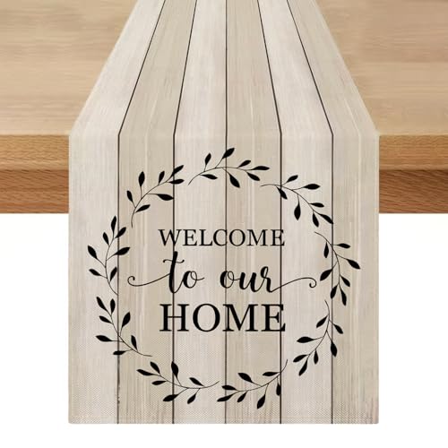 Chemin de Table Beige Vintage 40x140 Aspect Lin Extérieur Imperméable Été Crème Blanc Decoration Table Centre Champetre pour Printemps Automne Cuisine...