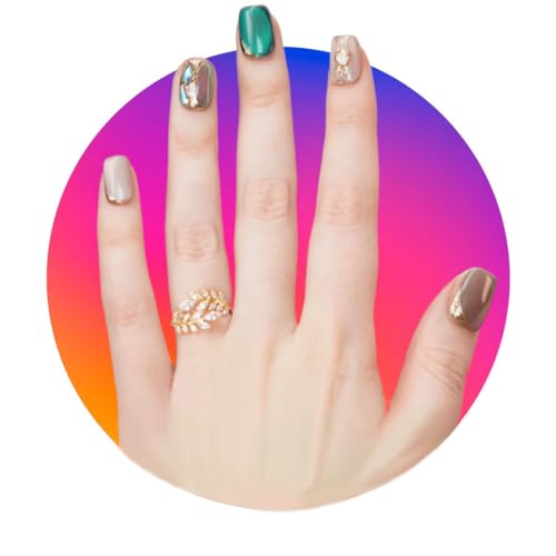 Ongles à presser fait main TUGE NAIL Blossom design œil de chat chic