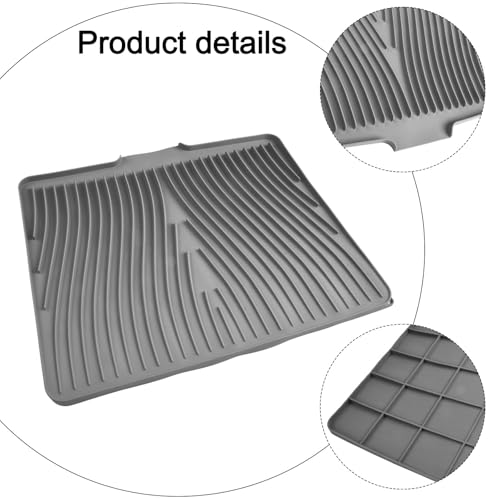 Silikon-Ablaufmatte mit Neigung, 50 x 43 x 2 cm, rutschfester Trockenmatte für die Küche, effiziente Wasserabfuhr durch speziellen Rand und Rillen, ideal zum Abtropfen von Geschirr, Gläsern und Töpfe