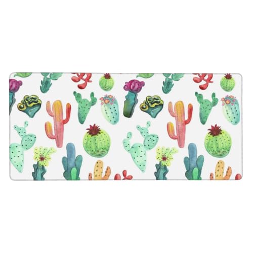 Tapis de souris cactus aquarelle grand format pour bureau zen