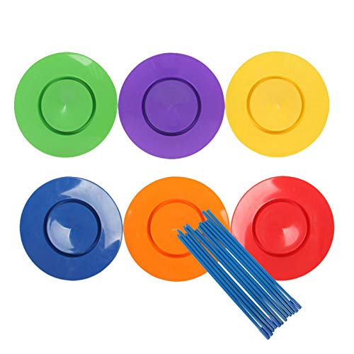 GeKLok Lot de 6 plaques de jonglage avec bâtons en bois, pour garçon et fille, pour le cirque Cover