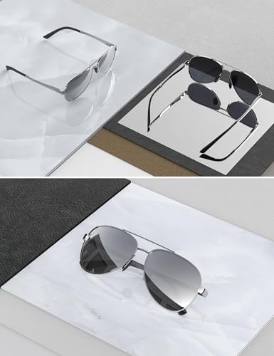 Image of LUENX Aviator Sunglasses for Women Men Polarized Lens Trendy Sun Glasses - UV 400 Protection 60MM with Accessories Driving