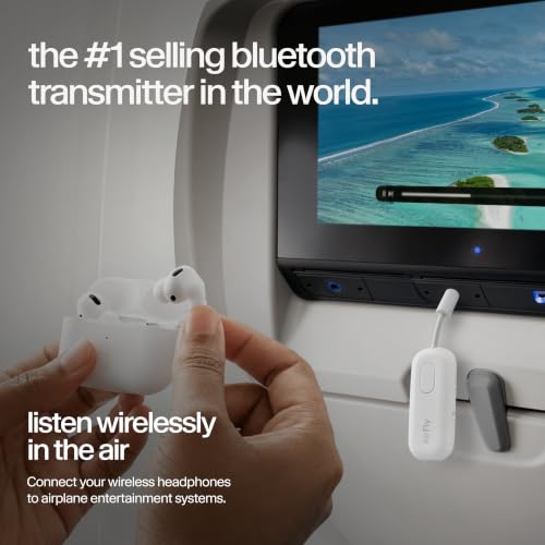 Image of Twelve South AirFly Pro | Bluetooth Wireless Transmitter /Receiver Adapter for 2 Headphones, Audio Sharing, Compatible with 3.5mm aux Jack for Airplanes, TV, Gym, Stereo, and Travel, 25+ Hr Battery