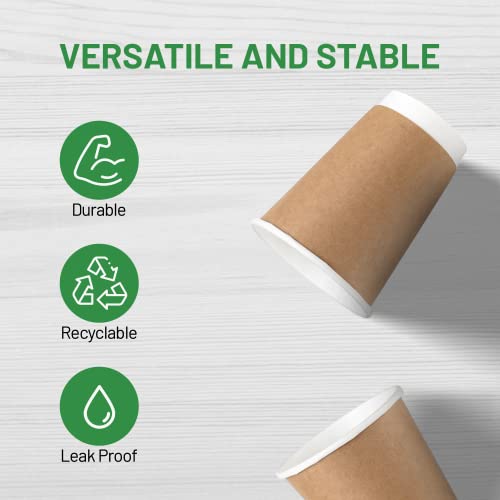 Image of Greenmile Disposable Paper Cups 25 Pack - 240 ml, 8 oz - Disposable Glasses Double Wall Paper Coffee Cups, Hot and Cold Beverage Drinking Tea Cup for Parties, Kitchen, Bathroom, Espresso