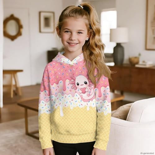 Image of Coloranimal Unisex Girls and Boys Long Sleeve Hoodies Hoody Athletic Pullover Sweatshirts Tops Age 6-16year