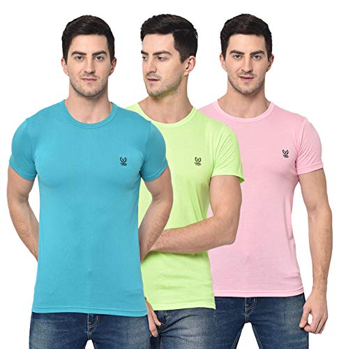 Image of Mack Jonney Multicolor Cotton Blended Half Sleeve Regular Fit T-Shirts for Men(Pack of 3)