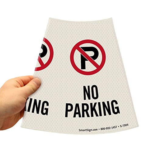 Image of SmartSign 6-Pack inchNo Parking inch Reflective Cone Message Sleeve Collar with Symbol, 360-Degree Visibility, Non-Adhesive Vinyl Signs for Traffic Safety Cones, 3-Side Print [Cone Not Included]