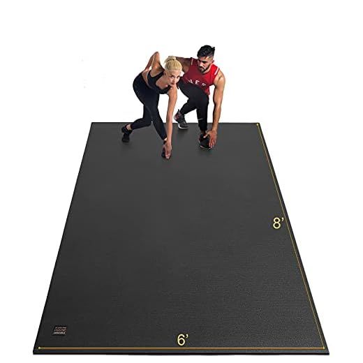 Gxmmat Extra Large Exercise Mat 6'x8'x7mm, Thick Workout Mats for Home Gym Flooring, High Density Non-Slip Durable Cardio Mat, Shoe Friendly, Great for Plyo, MMA, Jump Rope, Stretch, Fitness