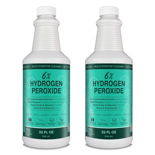 MAXTITE 6% Hydrogen Peroxide (32 Fl Oz 2 Pack) - Just Food-Grade H2O2 & Water - Ecofriendly Natural Cleaning Solution - Home/Commercial - Kitchen Bath Laundry & More - Child-Safe Cap - Made in USA