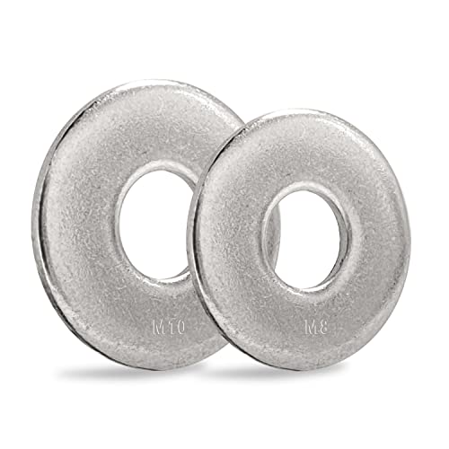 50 Pzs Arandelas planas de acero inoxidable, Arandelas planas M8, Arandelas planas M10, ISO7089 DIN 125,con Caja,Antioxidante,Guardan Fácilmente,Puede utilizarse tanto en interiores como en exteriores Cover