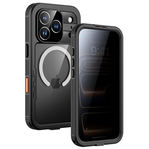 Lanhiem Magnetic for iPhone 17 Pro Max Case Built-in Privacy Screen Protector IP68 Waterproof Dustproof Case Compatible with MagSafe Anti-Spy Full Body Phone Case for iPhone 17 Pro Max 6.9 Black