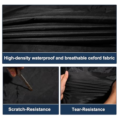 Image of Car Cover Waterproof All Weather with Driver Door Zipper for Jeep Wrangler JK JL 2 Door 2007-2021 / Full Exterior Cover /Durable 210D Oxford Cloth / 1Pcs Black