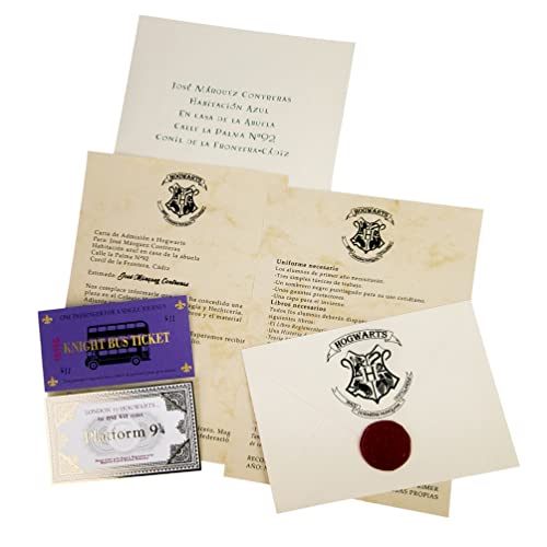 Rak Mark Carta aceptación en Castellano Personalizada Escuela de Magia Ticket Dorado en 3D