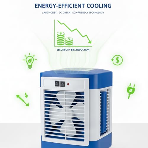 Image of Drumstone Portable Air Cooler for Room, Personal Evaporative Air Cooler with Large Water Tank, Honeycomb Cooling Pads, Multi-Speed Fan, Remote Control, Energy Efficient Mini Air Cooler for Home