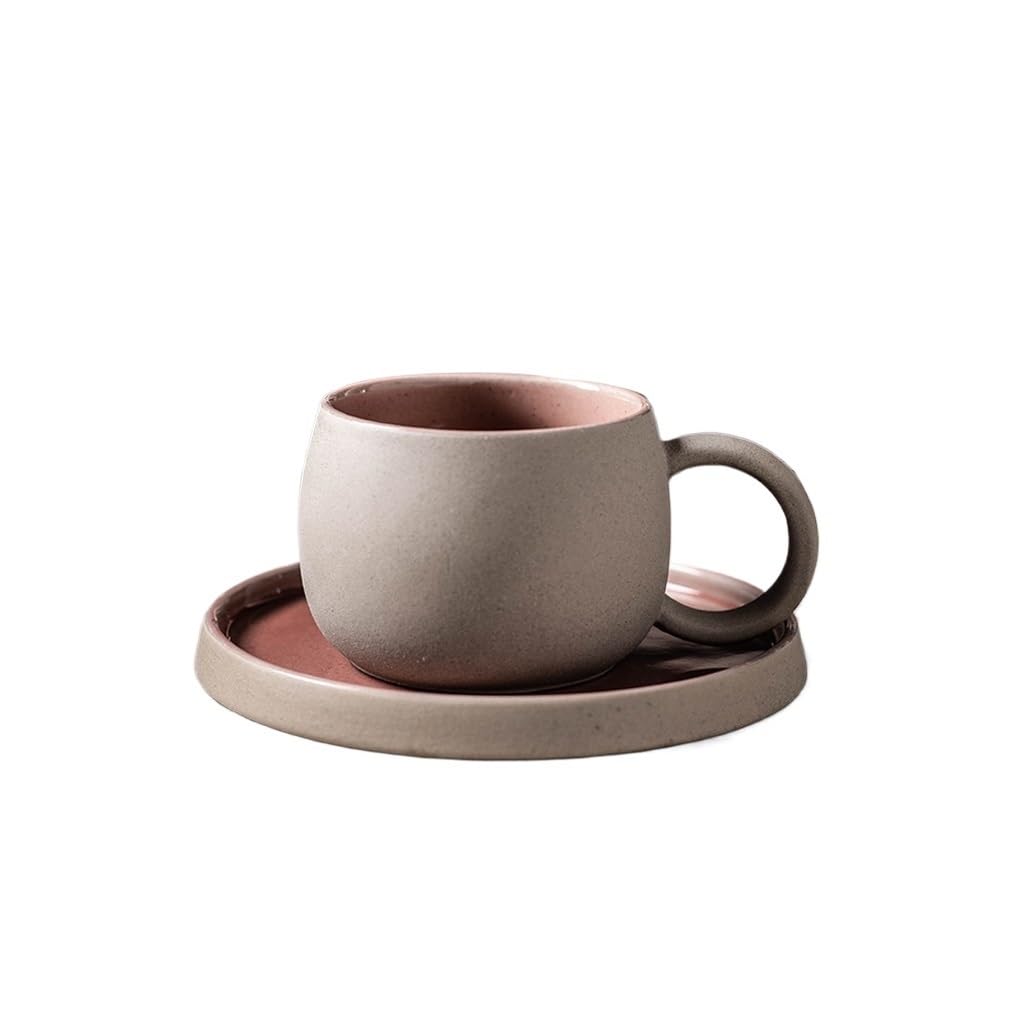Zestaw filiżanek do herbaty i spodków, filiżanka do kawy biurowa popołudniowa herbata filiżanka do kawy i spodek prosty ceramiczny kreatywny zestaw kubek śniadaniowy kubek na mleko kubek (C)