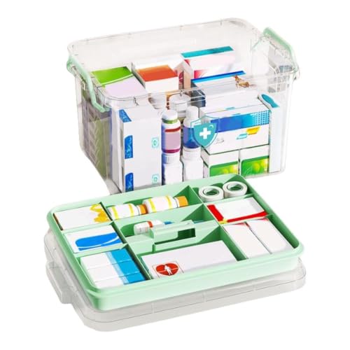 Boîte de rangement premiers secours double compartiment - Organisateur médicaments grand volume