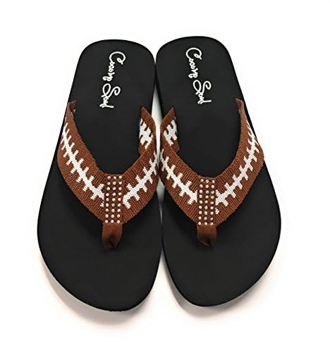 Cocomo Soul Football Fabric Flip Flops | Football Mom Flip Flops | Football Sandals | Football Flip Flops for Women | Football Rhinestone Flip Flops3