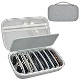 Grapsa Reise Sonnenbrillen Aufbewahrung für Glapeame/für CARFIA/für wearPro/für Wrimen, Brillenbox für Mehrere 8 Sonnenbrillen und Uhren, Schlüssel, Kopfhörer-Grau, L (nur Tasche)
