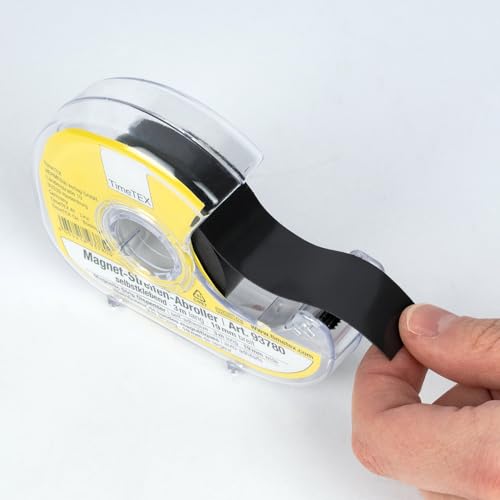 Magnet-Streifen-Abroller selbstklebend 19 mm x 8 m | Nachfüllbarer Magnetband Abroller mit Abrisskante | Starke Haftung auf Metallflächen, Tafeln & Infoboards – ideal für Büro, Schule & Werkstatt