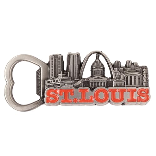 St. Louis Bottle Opener Magnet - Pewter Collectible Souvenir, 3.25 x 1.25 Inches
