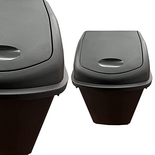 Pluto Packaging 50 Litre Home Office General Waste Black Swing Flip Top Kitchen Dustbin (1)