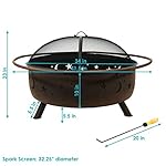 Sunnydaze Cosmic 42-Inch Large Outdoor Fire Pit - Wood-Burning Fire Pit with Round Spark Screen, Poker, and Built-in Grate - Image 5