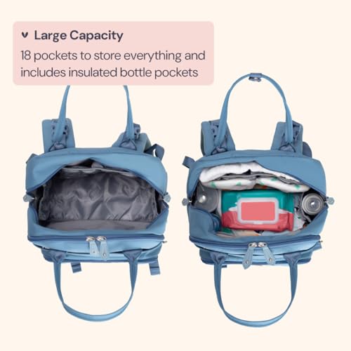 BabbleRoo Diaper Bag Backpack, Baby Nappy Changing Bags Multifunction Waterproof Travel Back Pack