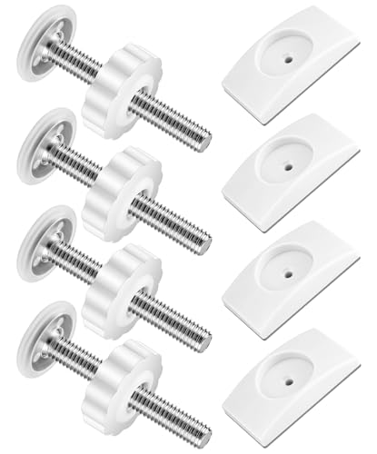 Acsatont Lot de 4 Protection Murale de SéCurité + Lot de 4 Vis de Pression D'Escalier M10*80 MM, sans Forage et pour Les Pinces pour la Calandre de Protection des Enfants, Blanc