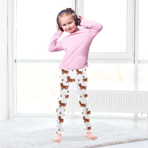 Dachshund Dog Paw Girls Leggings Kids Yoga Pants Dance Active Tights 4T4