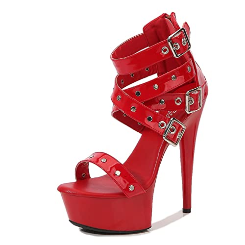 Chaussures à talons hauts pour boîte de nuit et soirées glamour à rivets pointus