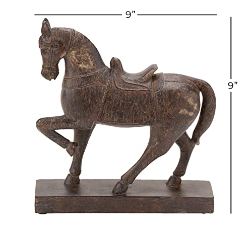 Deco 79 Traditional Polystone Horse Sculpture, 9" X 3" X 9", Brown #TOP2