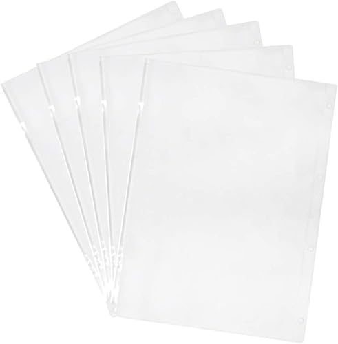 Miniatura 9 de AMPOSSTO 5 bolsillos grandes A4 con 4 agujeros, PVC transparente, impermeable, hojas sueltas, con cremallera, bolsas para archivar documentos