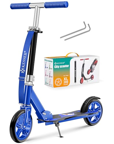 KESSER® City Scooter per Bambini, Monopattino Pieghevole Regolabile in Altezza, Scooter fino a 100 kg, Freno alla Ruota Posteriore, fino a 190 cm di Altezza, Cinghia di Trasporto inclusa