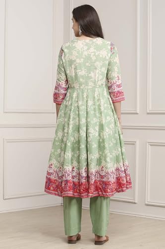 Image of BIBA Women Cotton Printed Anarkali Suit Set