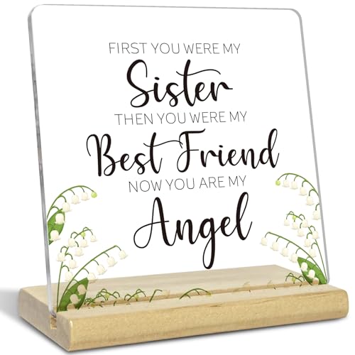 Sympathy Gifts for Loss of Sister,You Are My Angel Acrylic Plaque,Bereavement Gift for Home Office Desk Decor