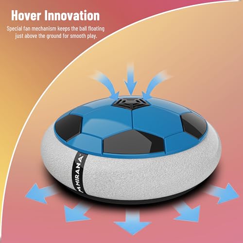 Image of Mirana Air Football Neon Lite | Type-C USB Rechargeable Hover Ball | Indoor Floating Soccer Hoverball | Fun Toy Best Birthday Gift for Boys and Kids 4+ Years (Blue)