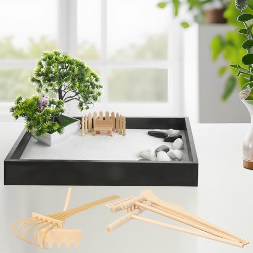 Set 24 Piezas Mini Rastrillos Zen Jardín Bambú miniatura 5