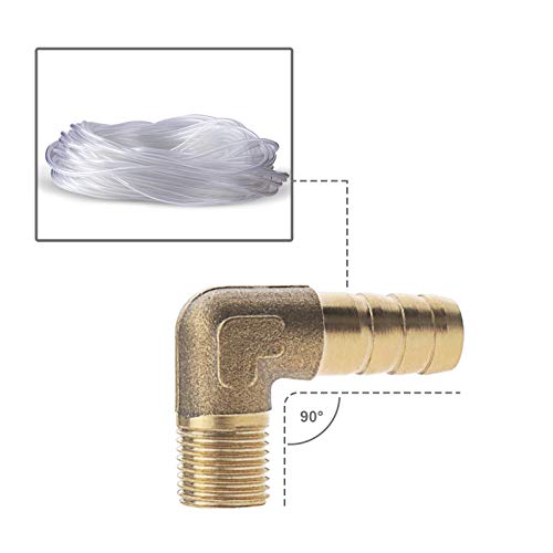 Create idea 2Pcs 5/16inch/8mm Barb Brass Hose Fitting 90 Degree Elbow Fuel Hose Joiner Pipe Connector Adapter Male Thread BSP 1/4 Inch for Air Water Fuel Oil - Image 4