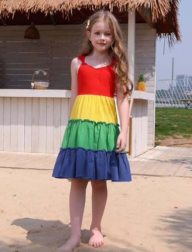 FYMNSI Toddler Little Girls Rainbow Twirly Skater Dress Baby Kids Back to School Dress Summer Casual Tea Party Beach Sundress2