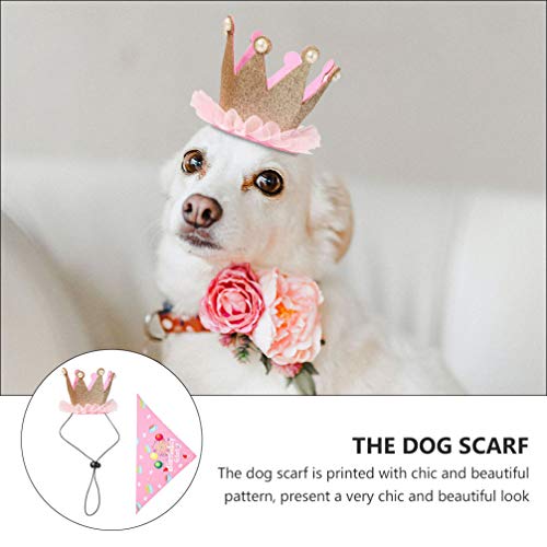 ULTECHNOVO 2Pcs Pet Coroa De Aniversário Chapéu Do Aniversário Chapéu E Bandana Do Cão Filhote de Ca