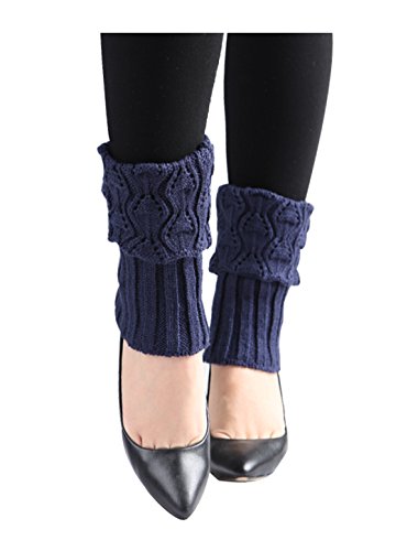 uxcell Women's Knitted Design Solid Warm Thick Knee High Length Ribbed Leg Warmers2