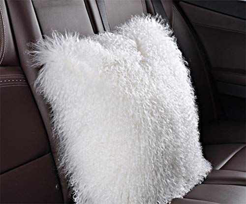 yingda1992 Mongolian Lamb Fur Throw Pillow Cover Soft Fluffy Square Cushion Pillowcase Car Accessories Decorated for Livingroom 20‘’x20‘’