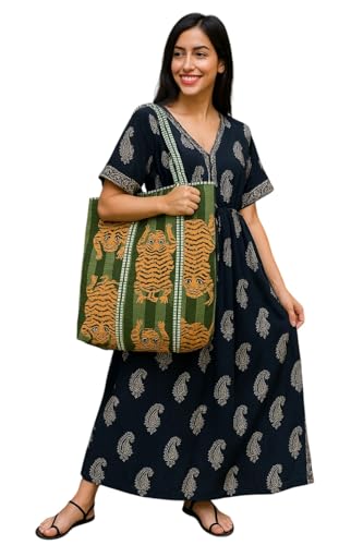 Cotton Kaftan Dresses for Women's v Neck Half Sleeves Cotton Swimsuits Cover up