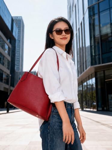 Image of Wide Vachetta Leather Bag Strap for Neverfull Graceful Noe, Red