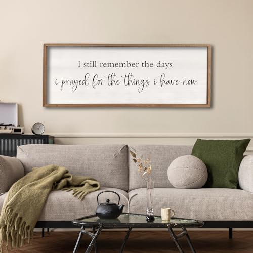 I Still Remember the Days I Prayed Sign 40' x 15' Large Living Room Wall Decor Wooden Vintage Framed Plaque Country Bedroom Hanging Home Farmhouse Inspirational I Prayed Wall Art (Wood)