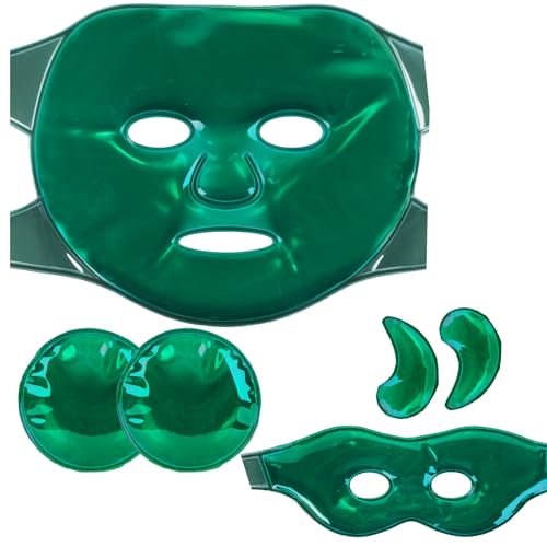 Image of Fefod Cooling Full Face Gel Masks with Cooling Eye Mask, Face Ice Pack Cooling Mask, Soothing Gel Ice Face Mask and Eye Ice Mask, Cooling face mask with 4 Gel Pads and Adjustable Strap for Puffiness