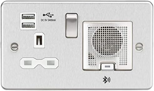 Knightsbridge FP8900BB Brushed Brass FPAV8900BB Flat Plate 115V/230V Dual Voltage Shaver Socket Black Insert, 230 V