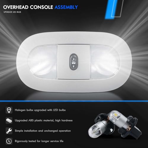 Image of LED Front Overhead Console Interior Dome Map Light w /Sunroof Switch, Gray | Compatible with Ford F250 F350 F450 F550 Super Duty 2008-2010, Replace# 8C3Z-25519A70-AB